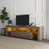 20 minutes quick assembly brown simple modern TV cabinet Floor cabinet Floor TV wall cabinet Brown + modern TV bracket with LED light