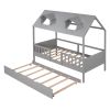 Twin Size House Bed Wood Bed with Twin Size Trundle