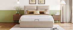 Upholstered Platform bed with a Hydraulic Storage System, Queen size