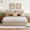 Upholstered Platform bed with a Hydraulic Storage System, Queen size