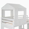 Wooden Twin Over Full Bunk Bed, Loft Bed with Playhouse, Farmhouse, Ladder and Guardrails