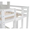 Wooden Twin Over Full Bunk Bed, Loft Bed with Playhouse, Farmhouse, Ladder and Guardrails