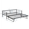 Twin Size Metal Daybed with Adjustable Trundle, Pop Up Trundle