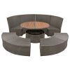 TOPMAX Patio 5-Piece Round Rattan Sectional Sofa Set All-Weather PE Wicker Sunbed Daybed with Round Liftable Table and Washable Cushions for Outdoor B