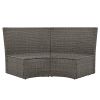 TOPMAX Patio 5-Piece Round Rattan Sectional Sofa Set All-Weather PE Wicker Sunbed Daybed with Round Liftable Table and Washable Cushions for Outdoor B