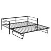 Twin Size Metal Daybed with Adjustable Trundle, Pop Up Trundle
