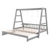 Extendable Twin Daybed with Swing and Ring Handles, (Twin bed can be pulled out to be King)
