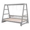 Extendable Twin Daybed with Swing and Ring Handles, (Twin bed can be pulled out to be King)