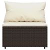 3 Piece Patio Lounge Set with Cushions Brown Poly Rattan