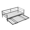 Twin Size Metal Daybed with Adjustable Trundle, Pop Up Trundle